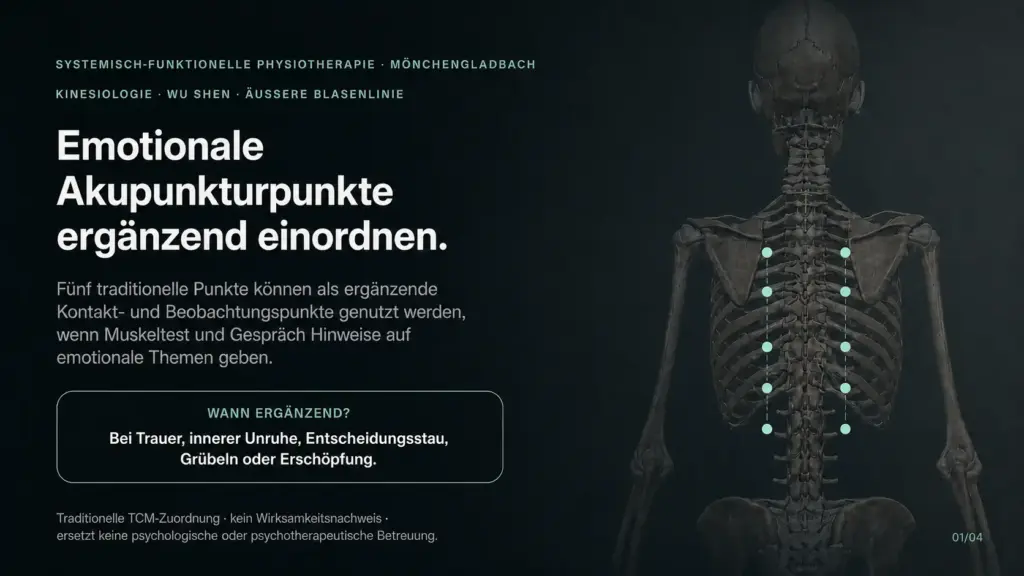 Emotionale Akupunkturpunkte in der kinesiologischen Praxis, ergänzend und ohne Wirkversprechen