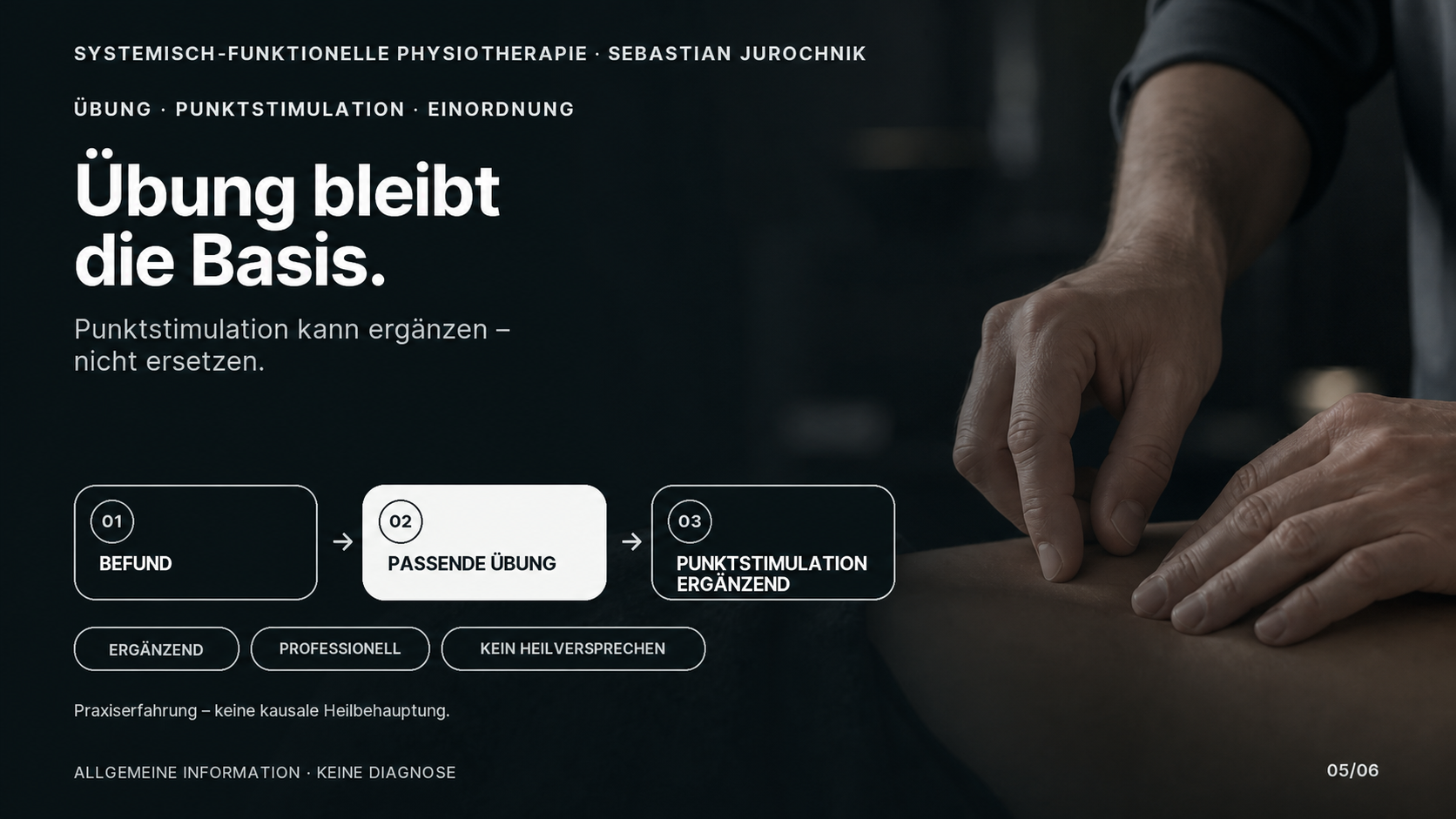 Manuelle Stimulation eines Akupunkturpunkts als Ergänzung: Befund und passende Bewegung stehen zuerst