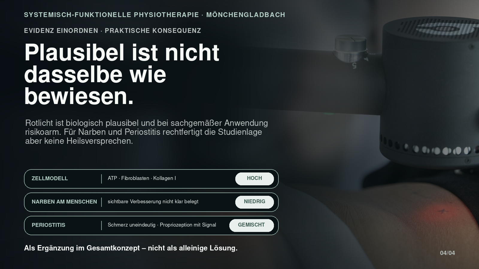 Photobiomodulation bei Knochenhautentzündung: biologisch plausibel, klinische Evidenz uneindeutig